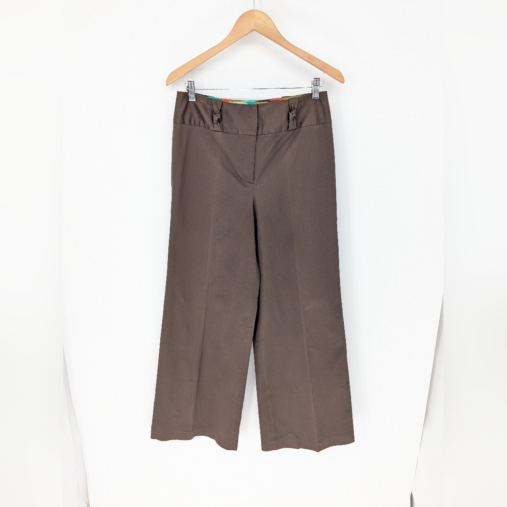 Milly New York Womens Pants Size 10 Brown Wide Leg Trousers Designer Career Wear